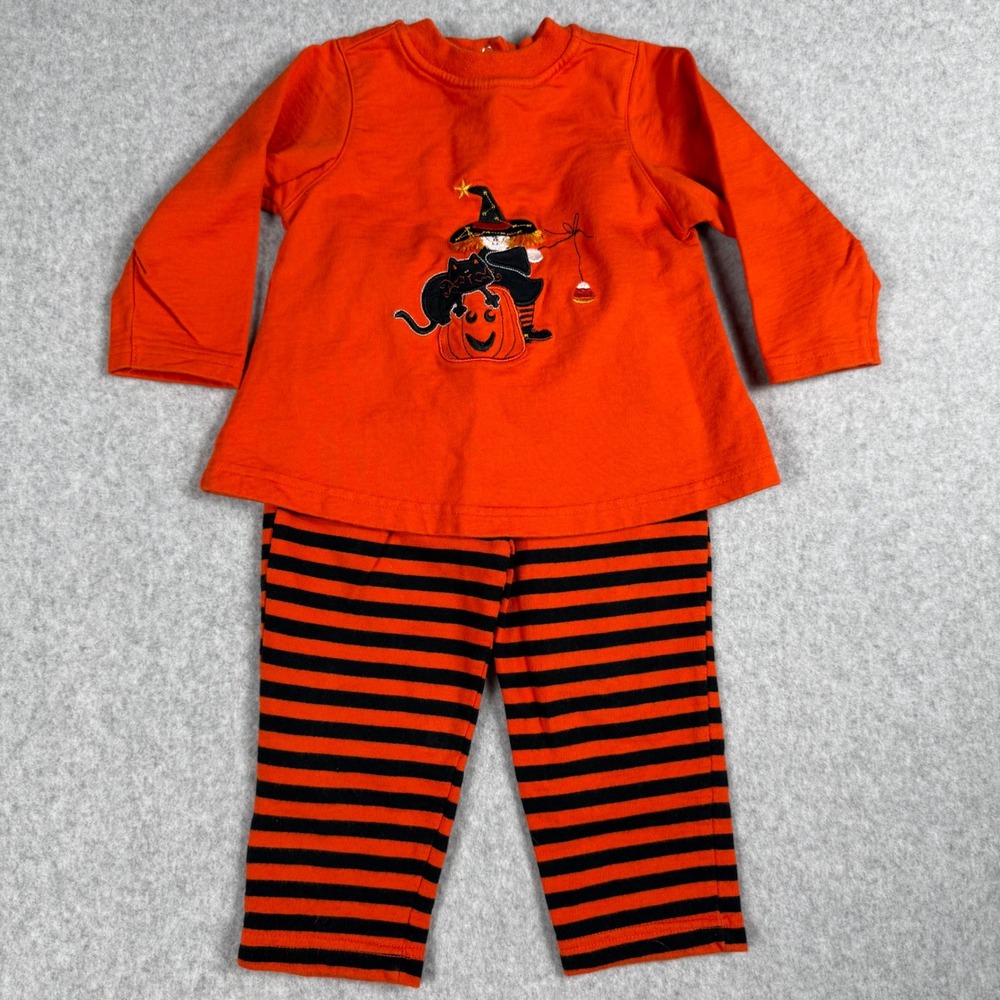 Vintage 90s Class Club Baby 18M Halloween Witch Cat Pumpkin Outfit Set